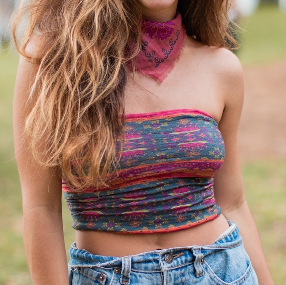 NATURAL LIFE for hair Blue Flower Stamp Boho Bandeau unique pattern not in store - Picture 7 of 15